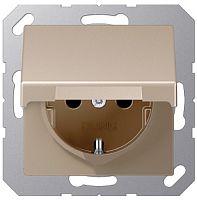 Розетка с заземлением без рамки Jung A creation 1-м.крышка шторки для IP44 шампань картинка